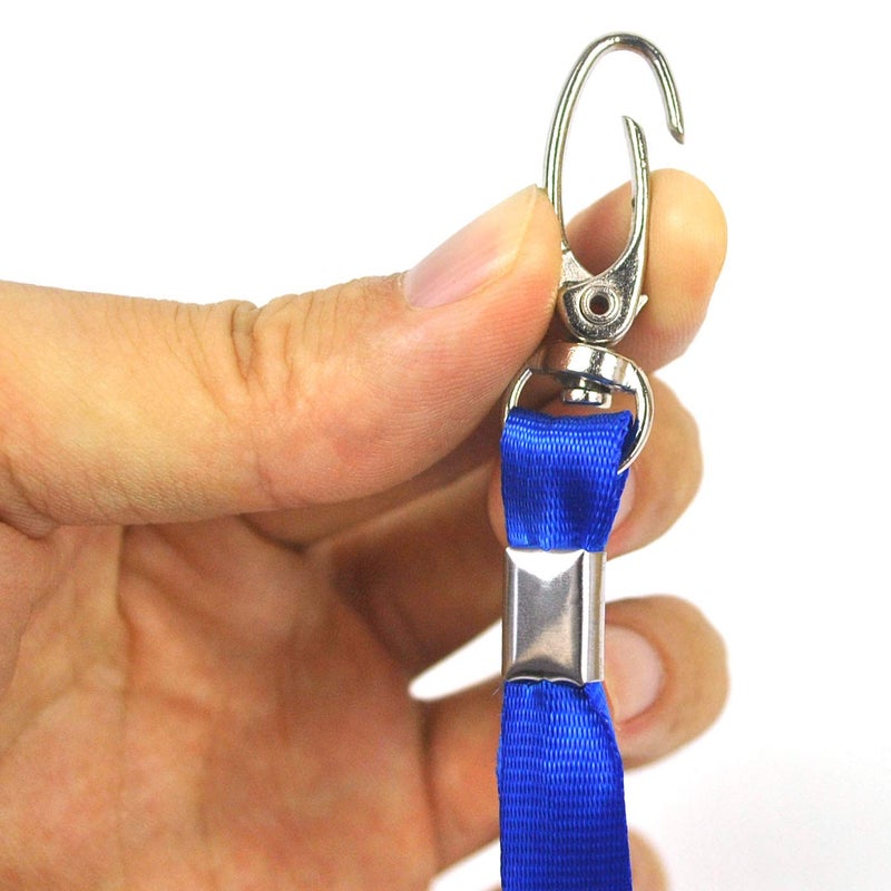Ollain Blue Lanyards for Name Tag Id Badges Nylon Cruise Lanyard Swivel Hooks 100 Pack - Image 2